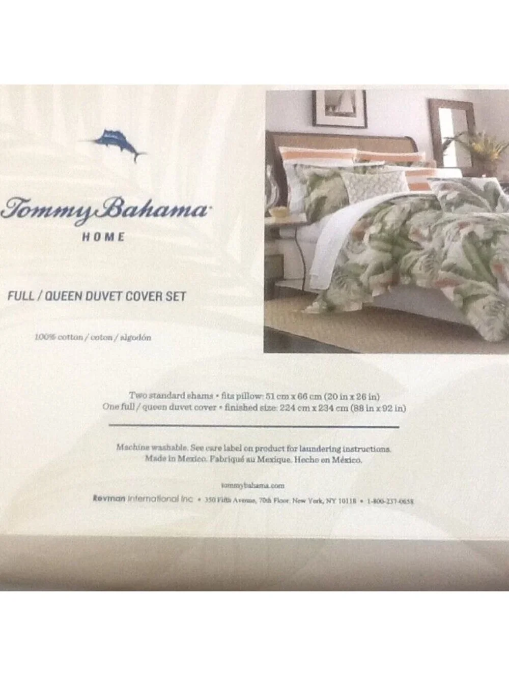 brand new Tommy Bahama Palmiers 100% Cotton QUEEN Duvet Cover + 2 Shams